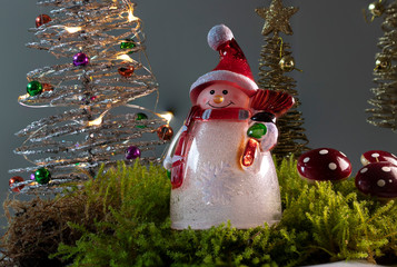 snowman  with trees and snow