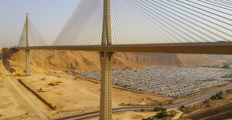 Wadi Laban Bridge, a cable-stayed bridge in Riyadh, Saudi Arabia.