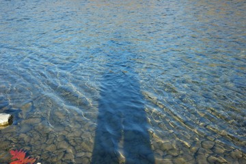 The shadow of a man on the surface of the water, background