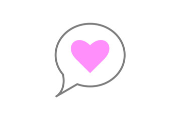 Vector of a simple comics talking speech bubble with a heart inside.