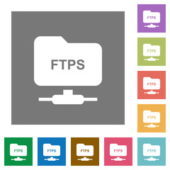 FTP over ssl square flat icons