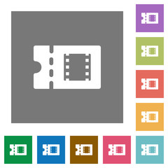 Movie discount coupon square flat icons