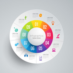 Infographics design vector and business icons with 9 options.