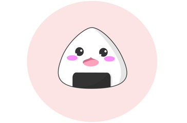 Vector of a kawaii rice ball with happy face.