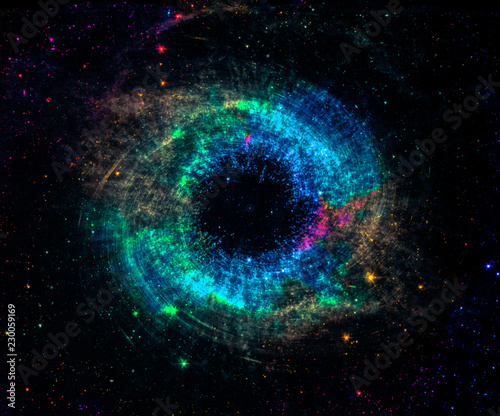 Black Hole Over Colorful Star Field In Outer Space Abstract Space