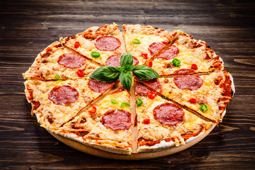 Pizza pepperoni with salami