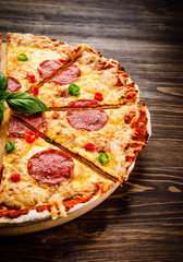 Pizza pepperoni with salami