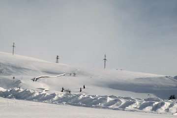 Fototapeta premium Powerline in Khibiny mountains, Murmansk Region, Russia