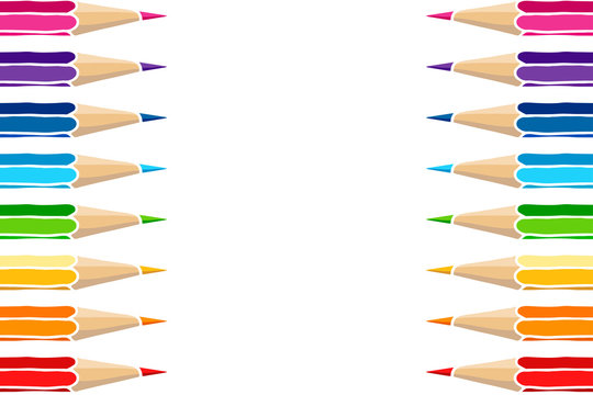 Hand drawn multicolor pencils frame