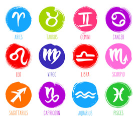 Hand drawn Zodiac signs set
