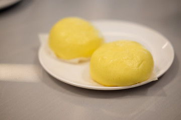 Steamed bun on a plate