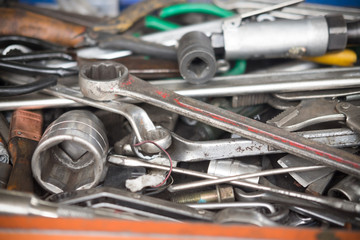 Variety of working tools placed