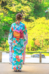 Woman kimono in Hanami