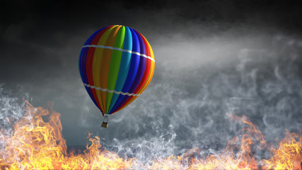 Obraz na płótnie Canvas Air balloon in sky. Mixed media
