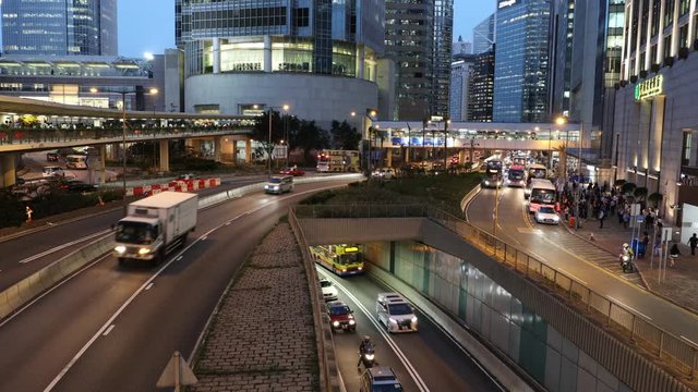 Central, Hong Kong  - October 24, 2018 : Car traffic at rush hour  in central district of Hong Kong
