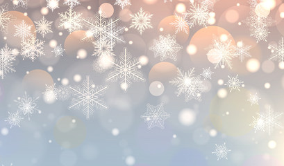 Christmas background with snowflakes, winter snow background