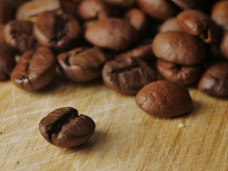 Many roasted coffee beans