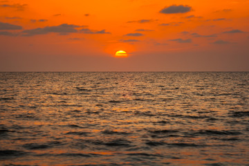 Beautiful sunset on the Black sea. Gold sea sunset.Poti, Georgia