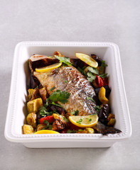 Gilt-head (sea) bream fish baked