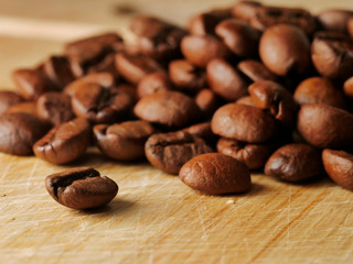 Many roasted coffee beans