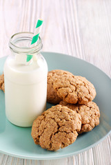 Bran and oat cookies on plate