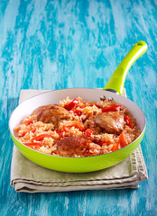 Chicken thighs rice and red pepper casserole