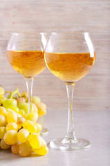 White dry wine in glasses