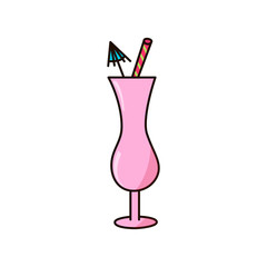 Vector illustration with cocktail in doodle style
