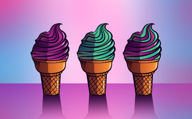 colorful delicious ice cream vector illustration