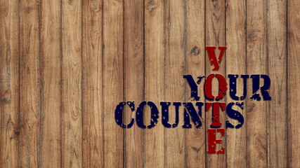 Midterm election your vote counts leters on wooden background