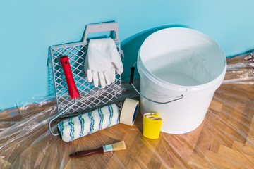 Image of equipment for painting wall.