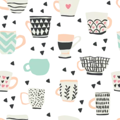 seamless pattern with scandinavian style cups