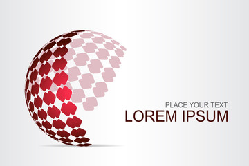  Abstract technology logo stylized spherical surface with abstract shapes.