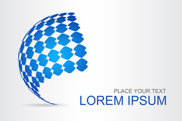  Abstract technology logo stylized spherical surface with abstract shapes.