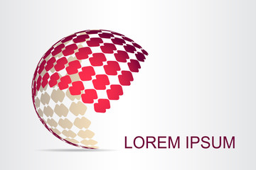  Abstract technology logo stylized spherical surface with abstract shapes.