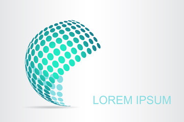  Abstract technology logo stylized spherical surface with abstract shapes.
