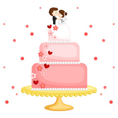 a  wedding cake with groom and bride