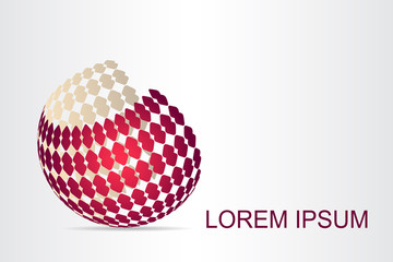  Abstract technology logo stylized spherical surface with abstract shapes.