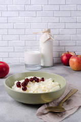 Rice pudding with red berries