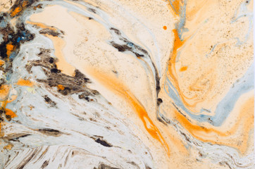 Naklejki  Abstract background for text or image. Ebru technique. Modern art. Marbled paper. Marbleized effect. Marble paper texture. Orange.