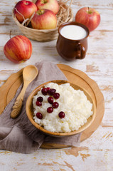 Rice pudding with red berries