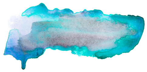 blue strip with aquamarine watercolor stain