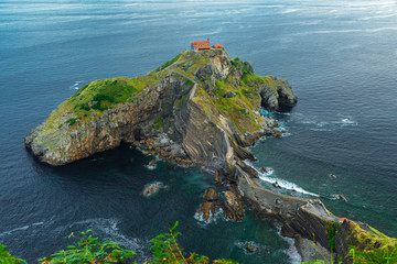 aerial view of San Juan de Gaztelugatxe island at basque country, Spain