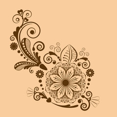 vector vintage floral  background with decorative flowers for design