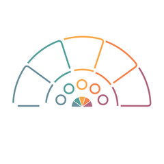 Semicircle from Lines infographic 5 positions