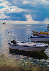 Obraz premium Beautiful landscape with boats in the sea