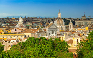 Fototapeta na wymiar Panoramic view of historic center of Rome, Italy.