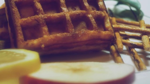waffle with lemon and qiwi