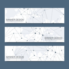 Vector banners set hi-tech digital technology and engineering background. Digital telecom technology concept. Vector abstract futuristic background