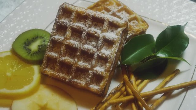 waffle with lemon and qiwi